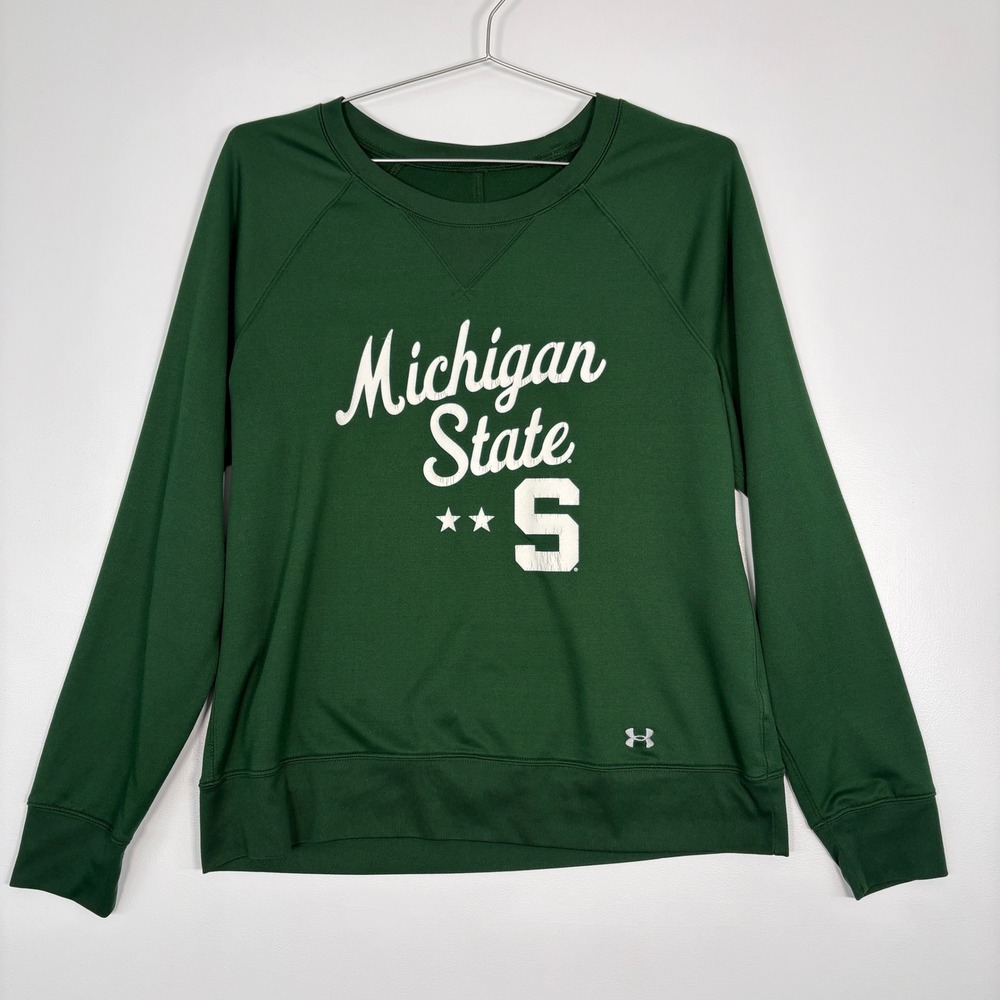 Under Armour Womens Michigan State Sweatshirt XL Green Graphic Pullover Athleisu